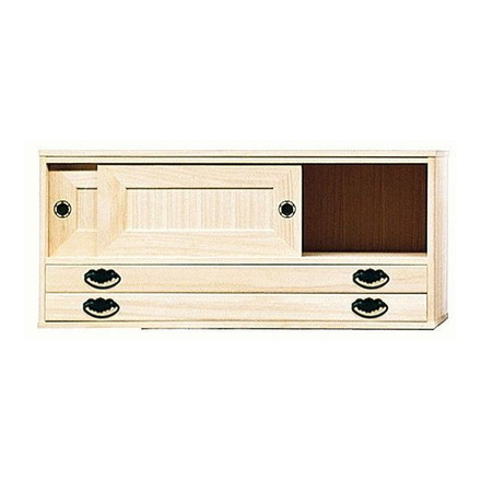 日本製 総桐 システム 白 ホワイト たんす ロウ引き仕上げ たな 収納棚 国産 引出し 引き戸付き