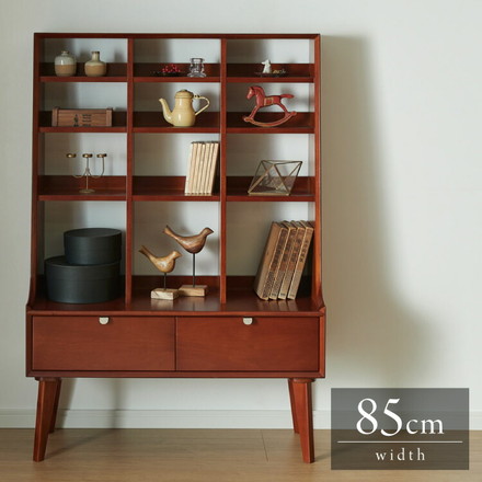 シェルフ 幅85cm 北欧 ヴィンテージ 天然木 マホガニー 完成品 モダン ラック 木製 リビング収納 収納棚