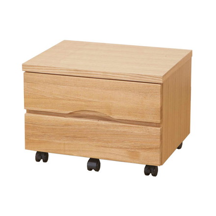 天然木 タモ 突板 プリンターワゴン 収納ワゴン 幅50 木目調 キャスター付き 2段 引き出し 木製 在宅勤務 テレワーク 勉強机