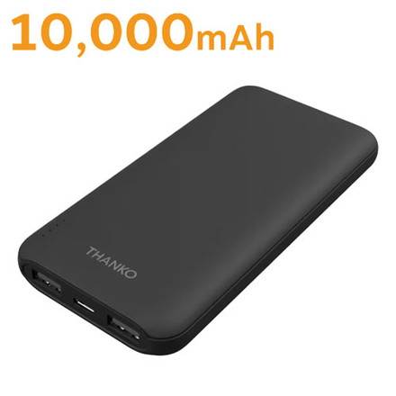 薄型モバイルバッテリー 10000mAh モバイルバッテリー 軽量 大容量 USB Type-C対応 日本メーカー製 サンコー TKMB25HBK-BT10000
