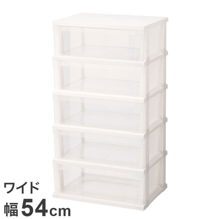 天馬 ストッカーワイド組立式 5段 ホワイト 衣類収納 収納ケース チェスト クローゼット収納 押し入れ収納