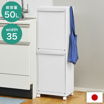 天馬 whiterush ホワイトラッシュ 多段分別ごみ箱 50L 幅35cm 奥行27cm 高さ100cm 日本製
