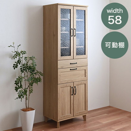 リビストカップボードRV180-60C GN グレーナチュラル 幅58cm カップボード カウンター キッチンボード