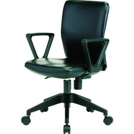 TRUSCO トラスコ 体圧分散オフィスチェア ビニールレザー張リ 肘付 ブラック FCC55LABK