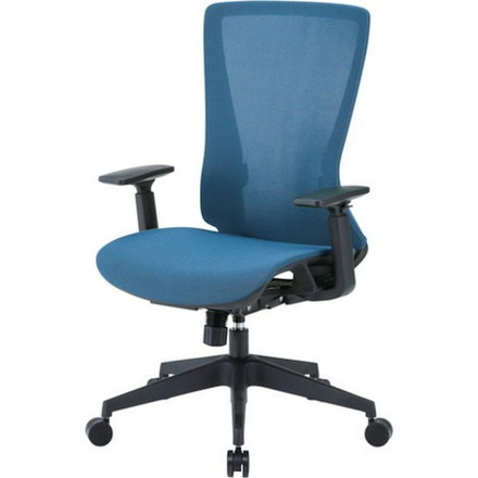 TRUSCO トラスコ ハイバックメッシュチェア 肘付 ブルー TMCCB 組立品