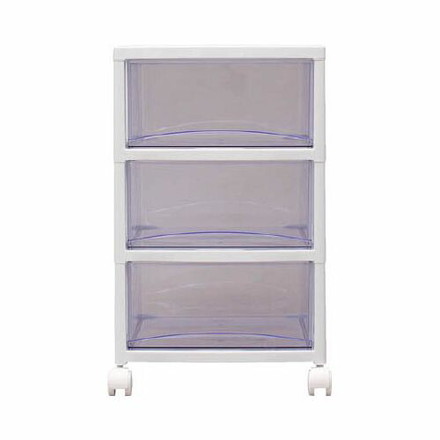 IRIS スーパークリアチェスト ホワイト/クリアブルー 3段タイプ SCE030BL