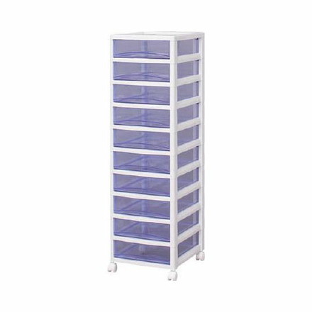 IRIS スーパークリアチェスト ホワイト/クリアブルー 10段タイプ SCE1000BL