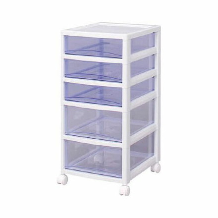 IRIS スーパークリアチェスト ホワイト/クリアブルー 浅3段深2段タイプ SCE320BL