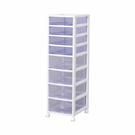 IRIS スーパークリアチェスト ホワイト/クリアブルー 浅4段深4段タイプ SCE440BL