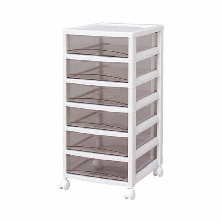 IRIS スーパークリアチェスト ホワイト/クリアブラウン 6段タイプ SCE600BR