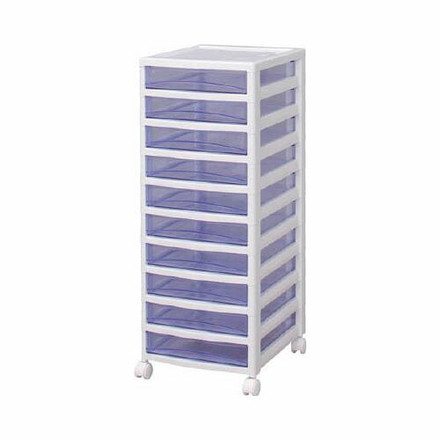 IRIS スーパークリアチェスト ホワイト/クリアブルー 10段タイプ SCES1000BL