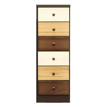 チェスト 6段 幅39cm 【国産 大川家具 完成品】 高さ114cm 無垢材 収納 タンス 桐材 日本製 木製