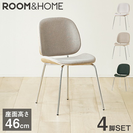 roomnhome ダイニングチェア 4脚セット おしゃれ ジャクソンベントウッドチェア 【リコメン堂限定】背もたれ ミッドセンチュリー アイボリー