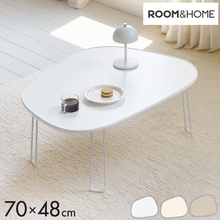 roomnhome ニューぺブル 折り畳み 幅70cm センターテーブル 韓国インテリア リビングテーブル ホワイト