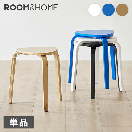 roomnhome スツール スタッキング コンパクト キッチン ダイニング ウッドチェア 木製 丸 丸椅子 ホワイト