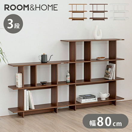roomnhome バルトスクエアラック 幅80cm 3段オープンラック木製 見せる収納 収納 サイドテーブル ホワイト
