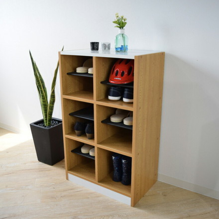 下駄箱 2列×3段 6人用 フリーラック スリッパラック シューズボックス シューズラックオープン 6足 棚板可動式