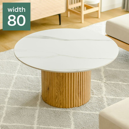 センターテーブル 円形 80cm セラミック天板 北欧 白 ホワイト ナチュラル