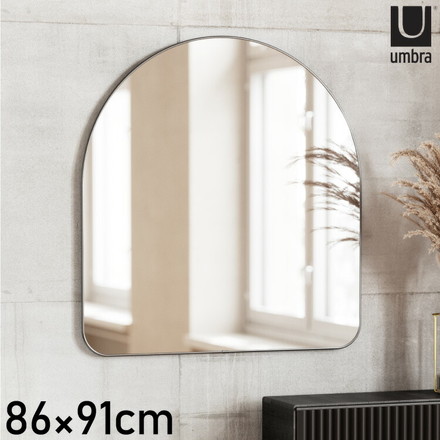 アンブラ 鏡 ベッドルーム フーバ アーチド ミラー 86x91cm チタニウム インテリア 雑貨 玄関 寝室