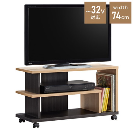 テレビスタンド FEL キャスター付き ローボード ナチュラル木目/アッシュグレー AS-FEL740