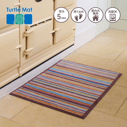玄関マット Turtle Mat TM Serena Stripe 60×85cm 滑り止めラバーつき 柄物 おしゃれ マット コットン