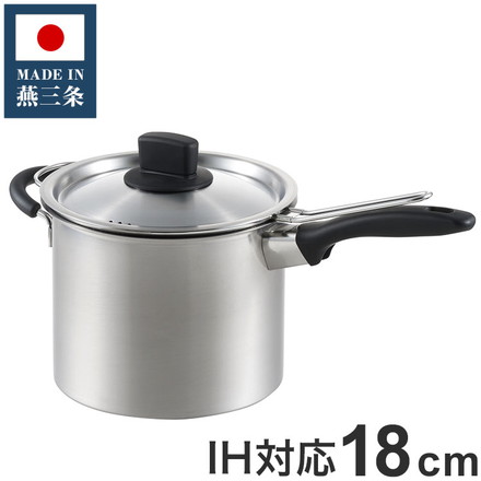 丸山技研 日本製 燕三条 ミニパスタポット 18cm ストレーナー付 SE-08 創燕 IH対応 ガス火OK パスタ鍋 ステンレス鍋 国産