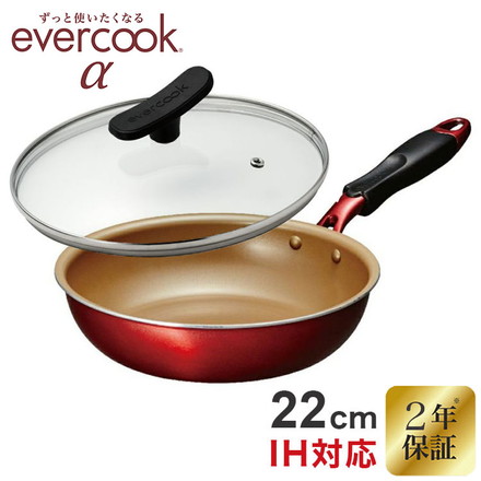 エバークック アルファ フライパン 22cm ガラス蓋セット EAFP22RDG