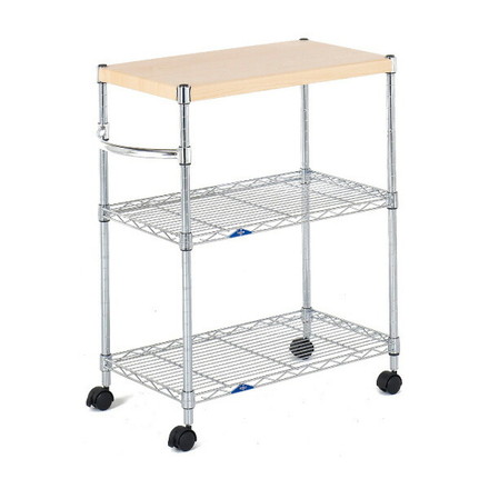Luminous(ルミナス) ワゴンラック 木棚付きワゴン スチールラック スチール棚 キッチンワゴン メタルシェルフ