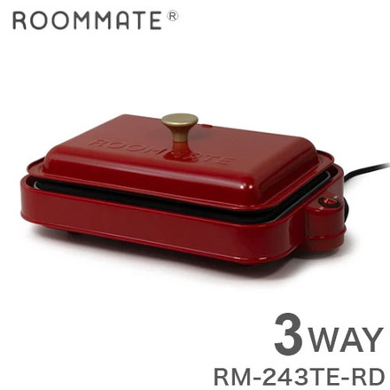 3WAYホットプレート ホットプレート 鍋 深鍋 たこ焼き器 焼肉 RM-243TE-RD ROOMMATE