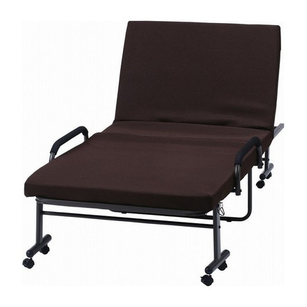 低反発折りたたみベッドフリーロック 高床タイプ 幅96×奥行200×高さ50cm スチール ポリエステル100%