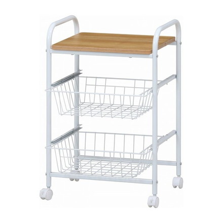 キッチンワゴン ホワイト×ナチュラル 幅45×奥行35.5×高さ69.5cm 合成樹脂化粧パーティクルボード