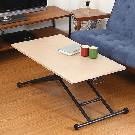 昇降テーブル ホワイト 幅100cm 奥行55cm 高さ12~70cm