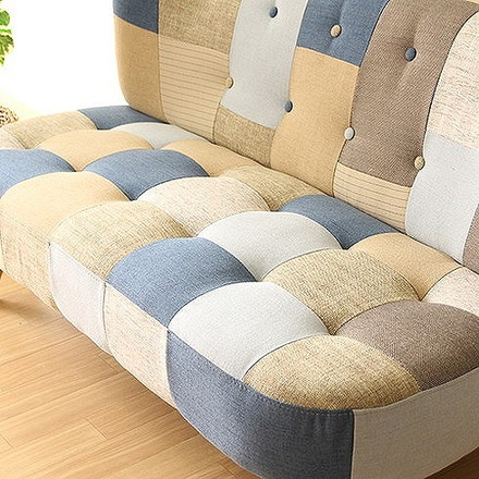ソファ2p パッチワーク W1230×D670×H680mm 360mm ポリエステル95% 綿5% おしゃれ