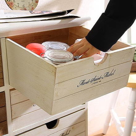 アンティークチェスト 4段 ミッシェル2 W520×D325×H710mm 繊維板 天然木(桐・杉)