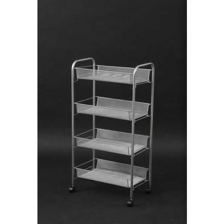 メッシュトローリー4段 SV シルバー