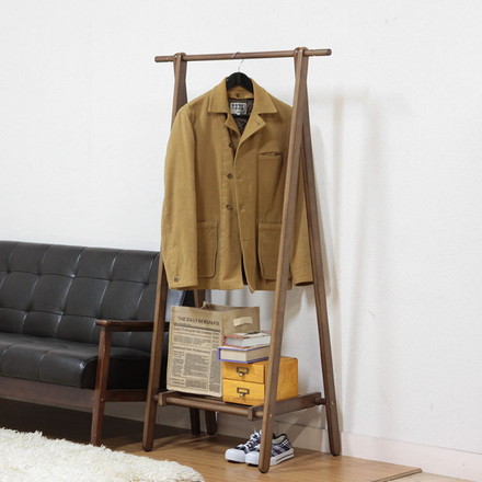 木製ハンガー 6110-6-80(KI)BR ハンガーラック キャスター付き サイドフック 折りたたみ コンパクト