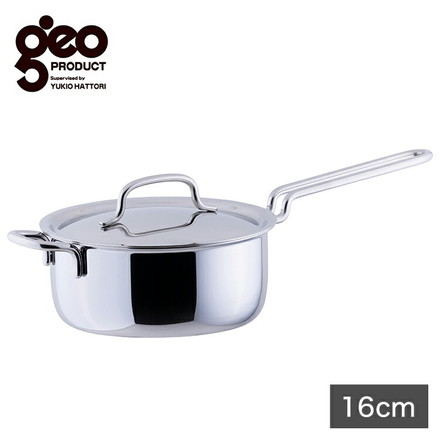 ジオ・プロダクト 日本製 片手鍋 16cm GEO-16N ガス火・IH対応 オーブン可 GEO ジオ 服部幸應先生 国産 宮崎製作所 Miyaco ジオプロダクト