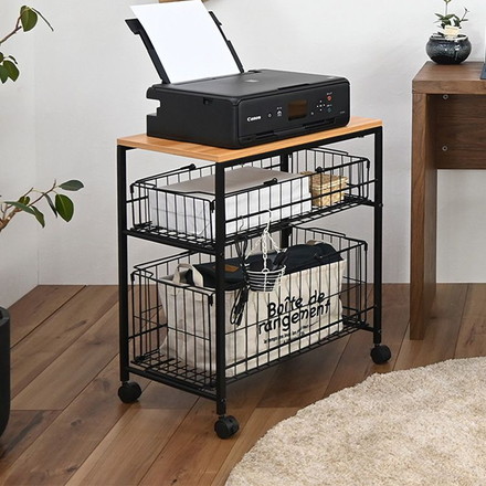 隙間収納 バスケット付き 2段 持ち運べるかご付き キャスター付き 押し入れ収納 クローゼット収納 おもちゃ収納