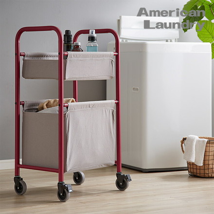 ワゴン American Laundry バスケットワゴン 2段 ランドリーワゴン シェルフ 棚 ラック ランドリーバスケット ランドリーラック