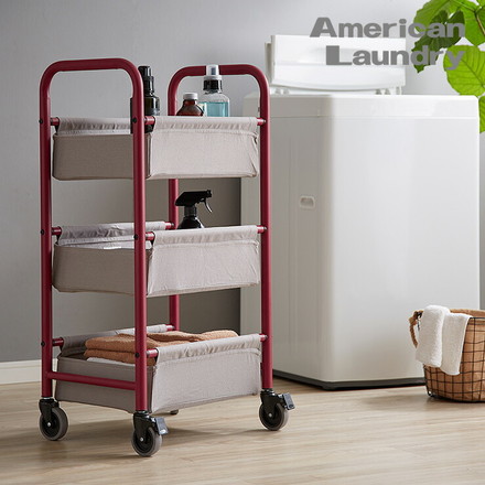 ワゴン American Laundry バスケットワゴン 3段 ランドリーワゴン シェルフ 棚 ラック