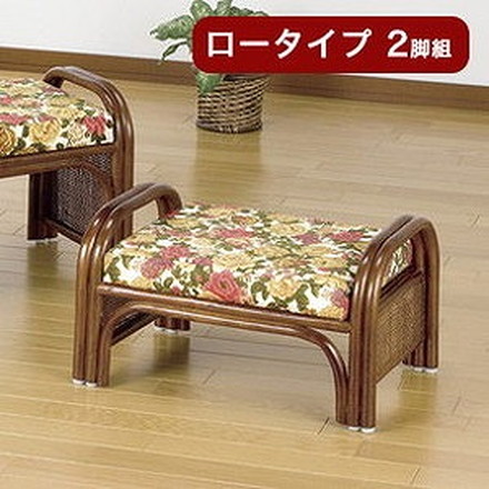 スツール 座椅子 天然籐らくらく座椅子2脚組 ロータイプ 籐 天然籐 椅子 チェアー イス