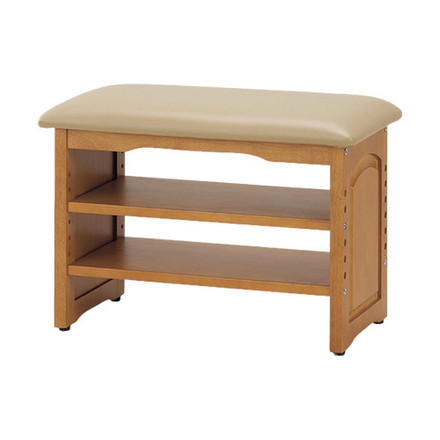 玄関ベンチ 腰掛け 椅子 スツール 木製 棚 2段 下駄箱 シューズラック 幅60cm ガタつき防止 アジャスター