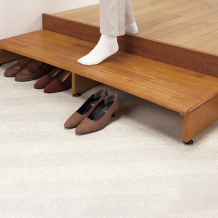玄関台 木製 踏み台 幅120cm 隙間収納 スペース活用 玄関 シューズ 奥行35cm 高さ14.5~15.5cm