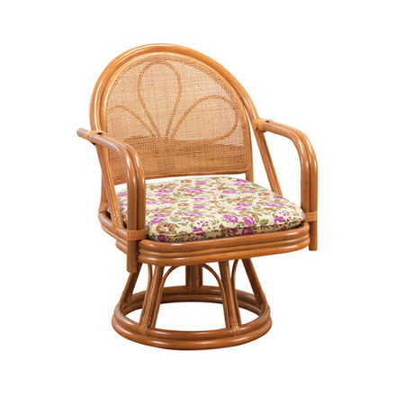 高座椅子 天然籐 肘付き回転チェア ミドルタイプ 籐 回転チェア 肘付き 座椅子