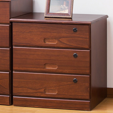 3段チェスト シークレットチェスト 幅46 奥行35 高さ42 チェスト 棚 タンス 天然木 木製 鍵付き 鍵かけ