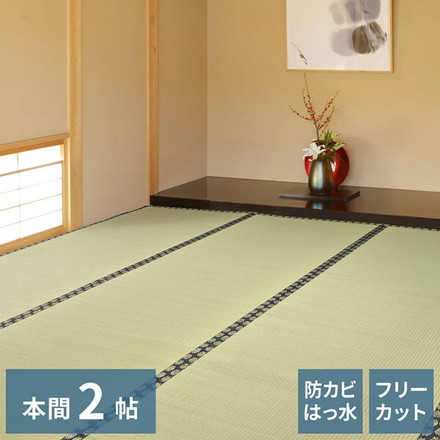 フリーカット裏付き い草カーペット 191×191cm みすず 本間2畳 防カビ はっ水 フリーカット カットOK 双目織 畳カバー マット 敷き詰め