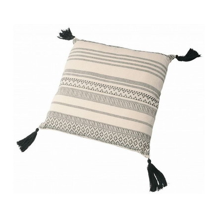 インド綿背当てクッション テラ 約45×45cm BK