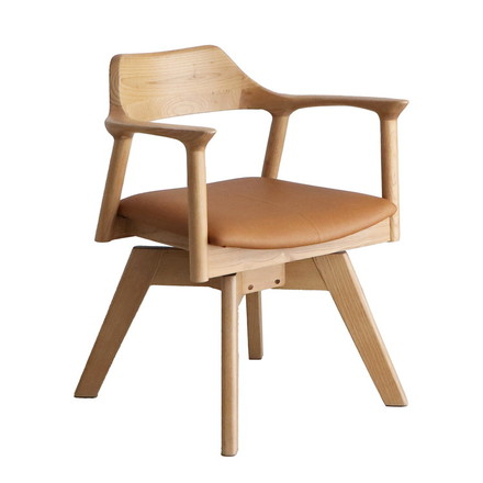 ラウンドチェア 肘掛け付き ダイニングチェア 木製 ナチュラルテイスト 回転チェア リビング ダイニング デスク