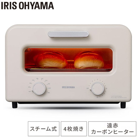 アイリスオーヤマ オーブントースター 4枚焼き ミルクベージュ SOT-401-C