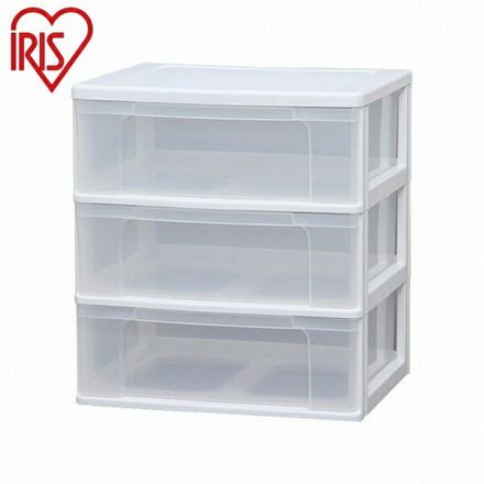 アイリスオーヤマ ワイドチェスト N-653 ホワイト/クリア ワイドチェスト 3段 幅63cm 完成品